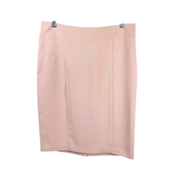 Forever 21 Size Large Blush Pink Pencil Skirt Back Slit Zip Lined - Picture 1 of 11